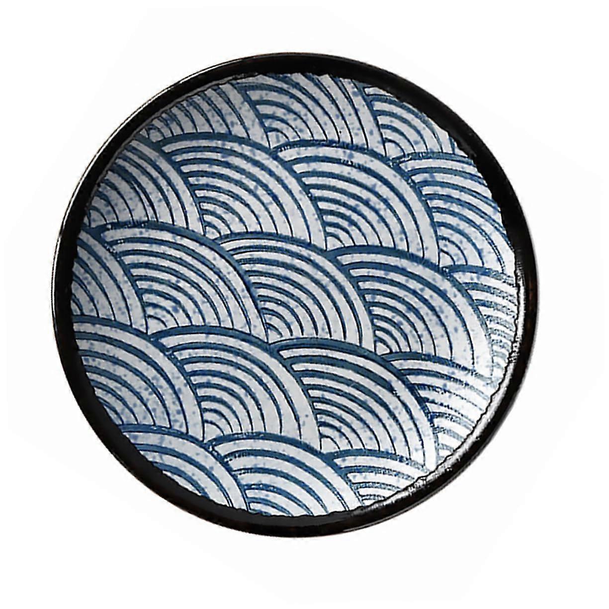 Japanese Ceramic Dinner Plate with Wave Design, Elegant Serving Platter for Salad or Breakfast