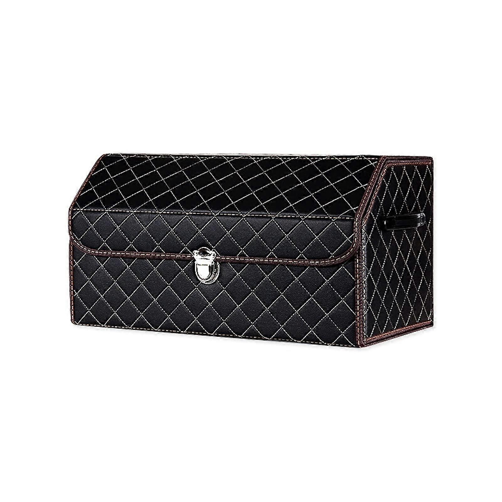 Car Trunk Organizer Leather Large Capacity Waterproof Foldable Boot Storage Box with Lock