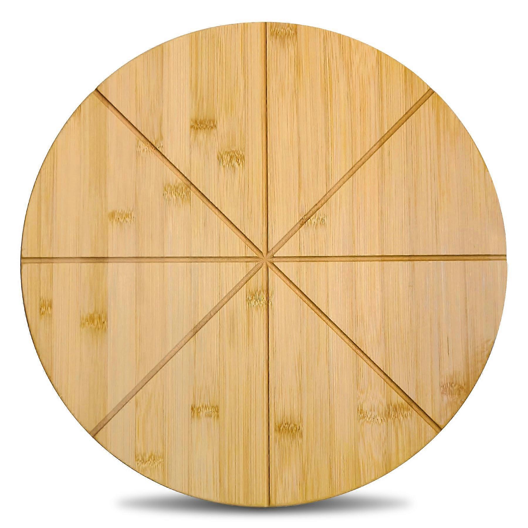 Extra Large 18 Inch Bamboo Pizza Cutting Board with Precision Grooves and Double Sided Serving