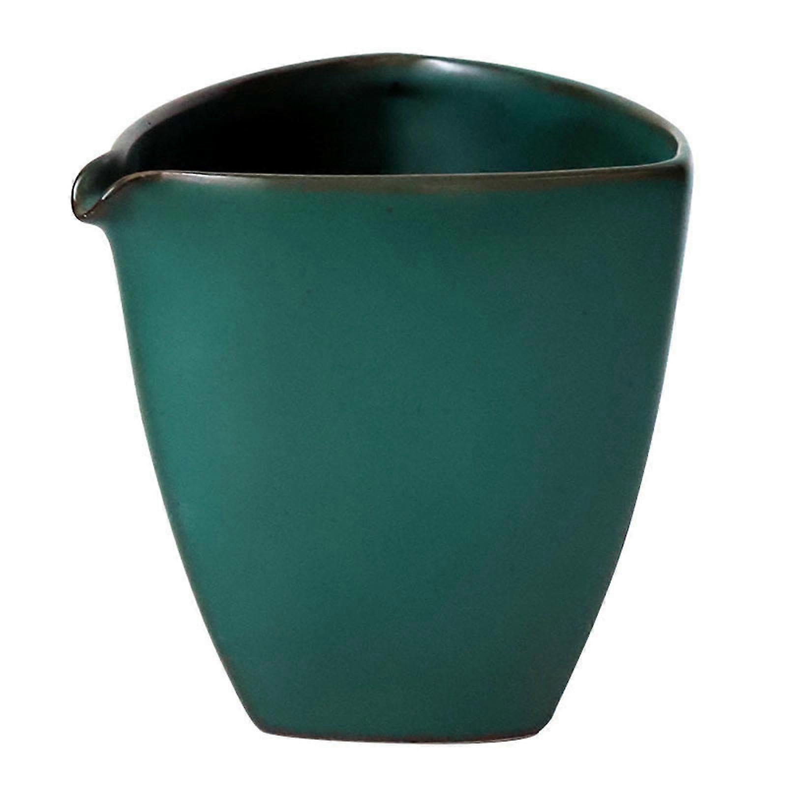 190ml Handmade Dark Green Glazed Ceramic Kung Fu Tea Cup with Elegant Triangle Design