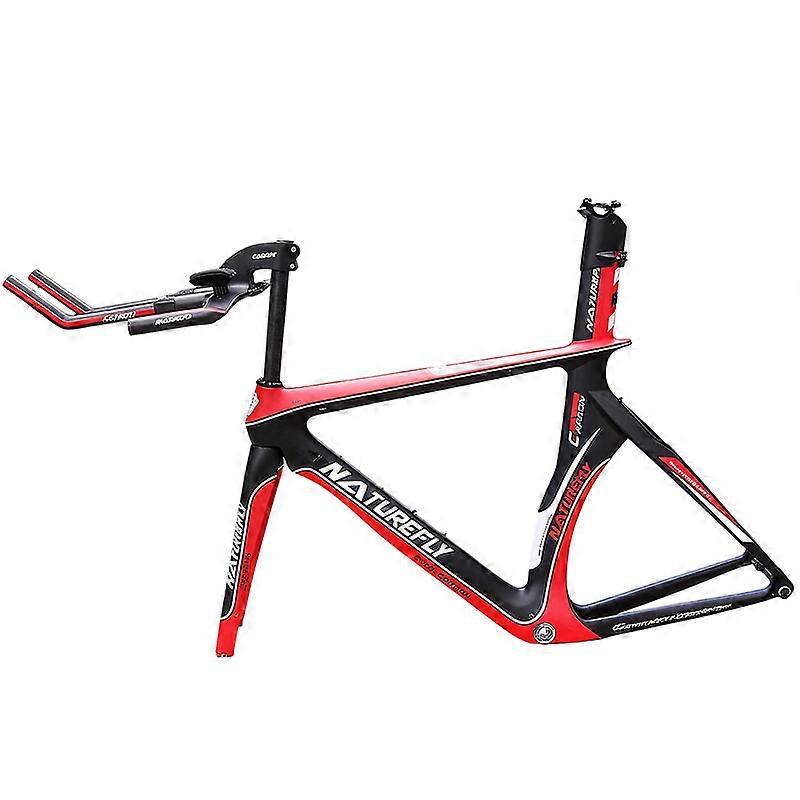 Red Carbon TT Bike Frame Road Time Trial Bike Frame With Integrated Handlebar