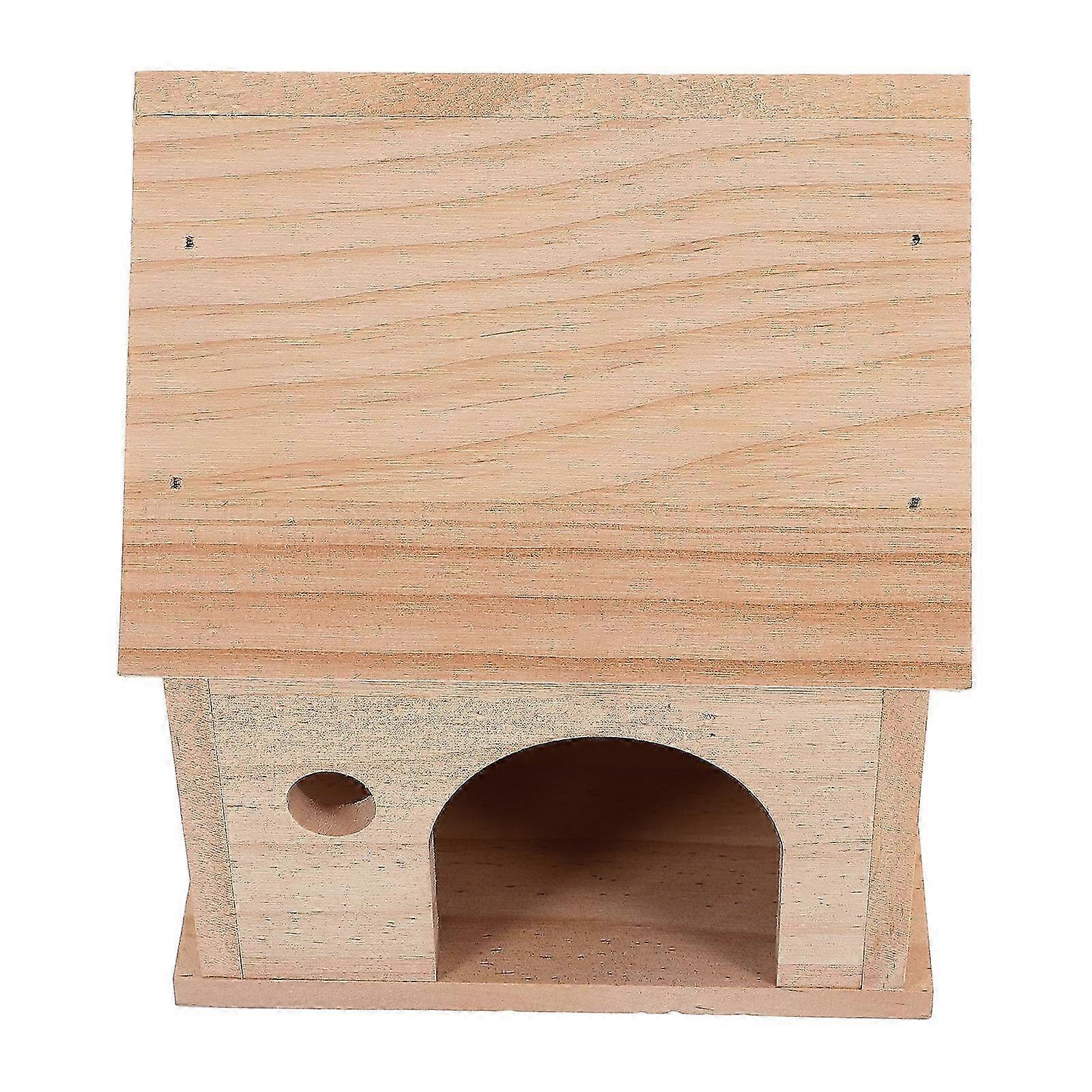 Small Animal Hideout House, Wooden Guinea Pig Hide Multi-Function Shelter