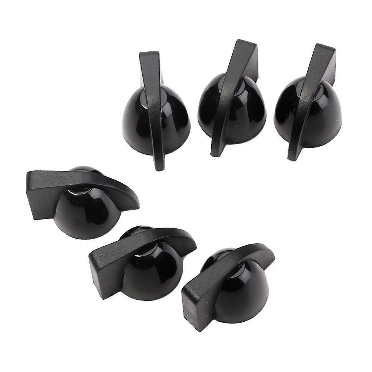 6pcs Black Guitar Amplifier Knobs with Raised Grip Design for Effects Pedals and Quick Upgrade