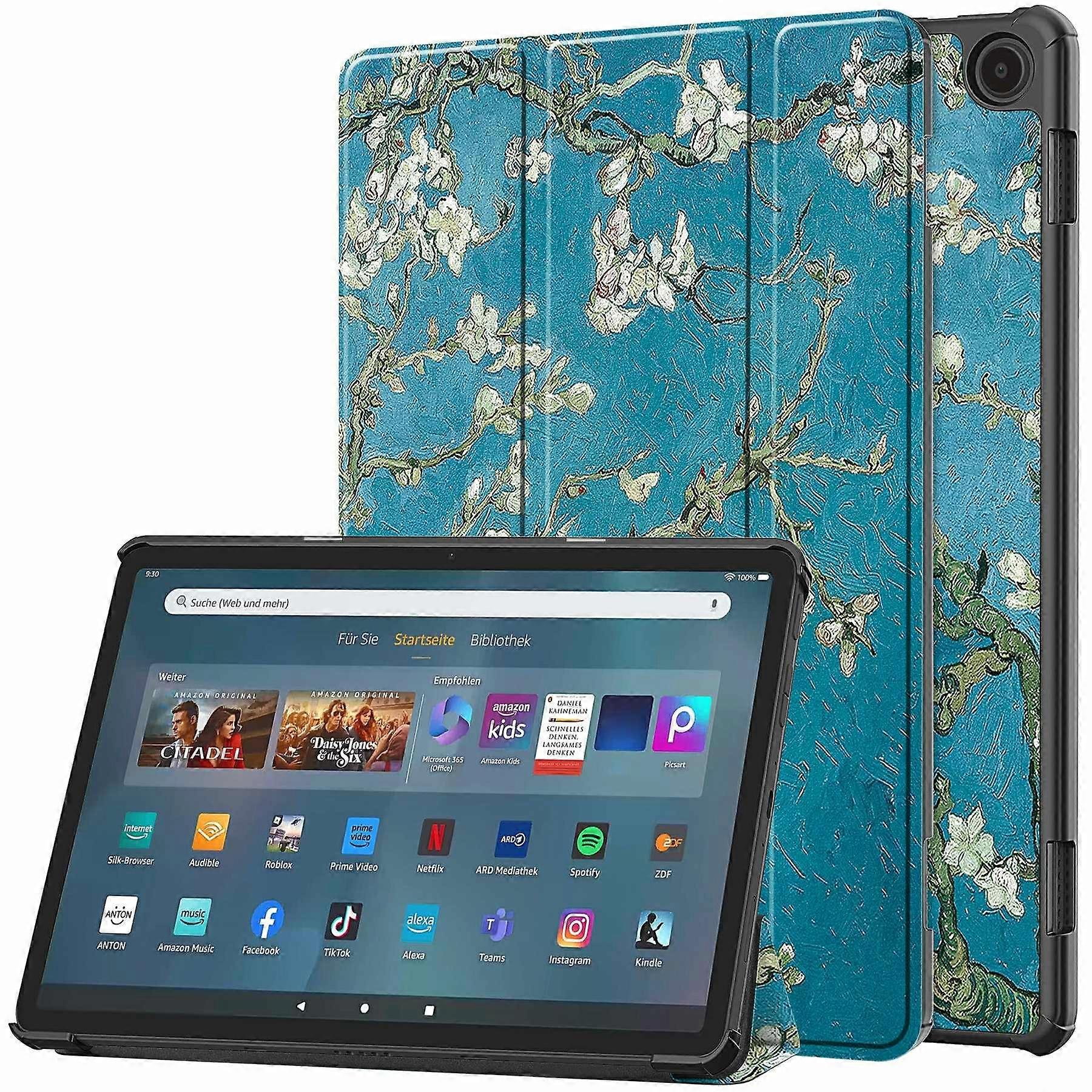 For Amazon Fire Max 11 Auto Wake/Sleep PU Leather Tablet Case Tri-fold Stand Pattern Printed Cover
