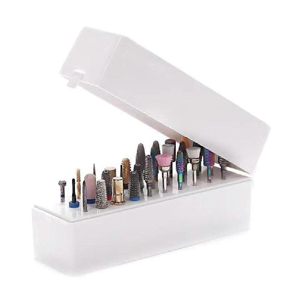 Nail Drill Bit Organizer with Cover, Compact ABS Nail Tool Storage Box for Manicure