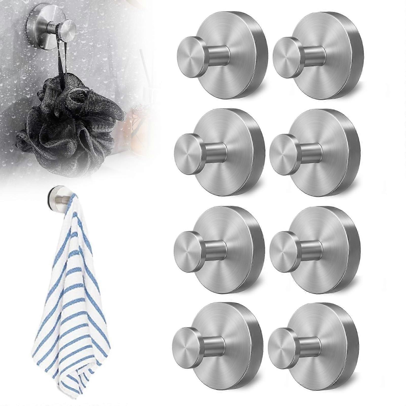 Suction Cup Hooks 8PCS Rustproof Stainless Steel No Drill Waterproof Shower Hooks for Bathroom