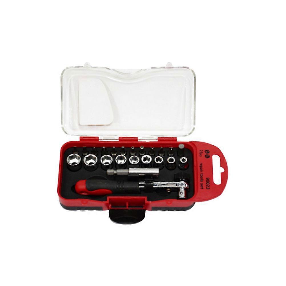 Socket Set Ratchet Screwdriver Set for Repair 23Pcs Red