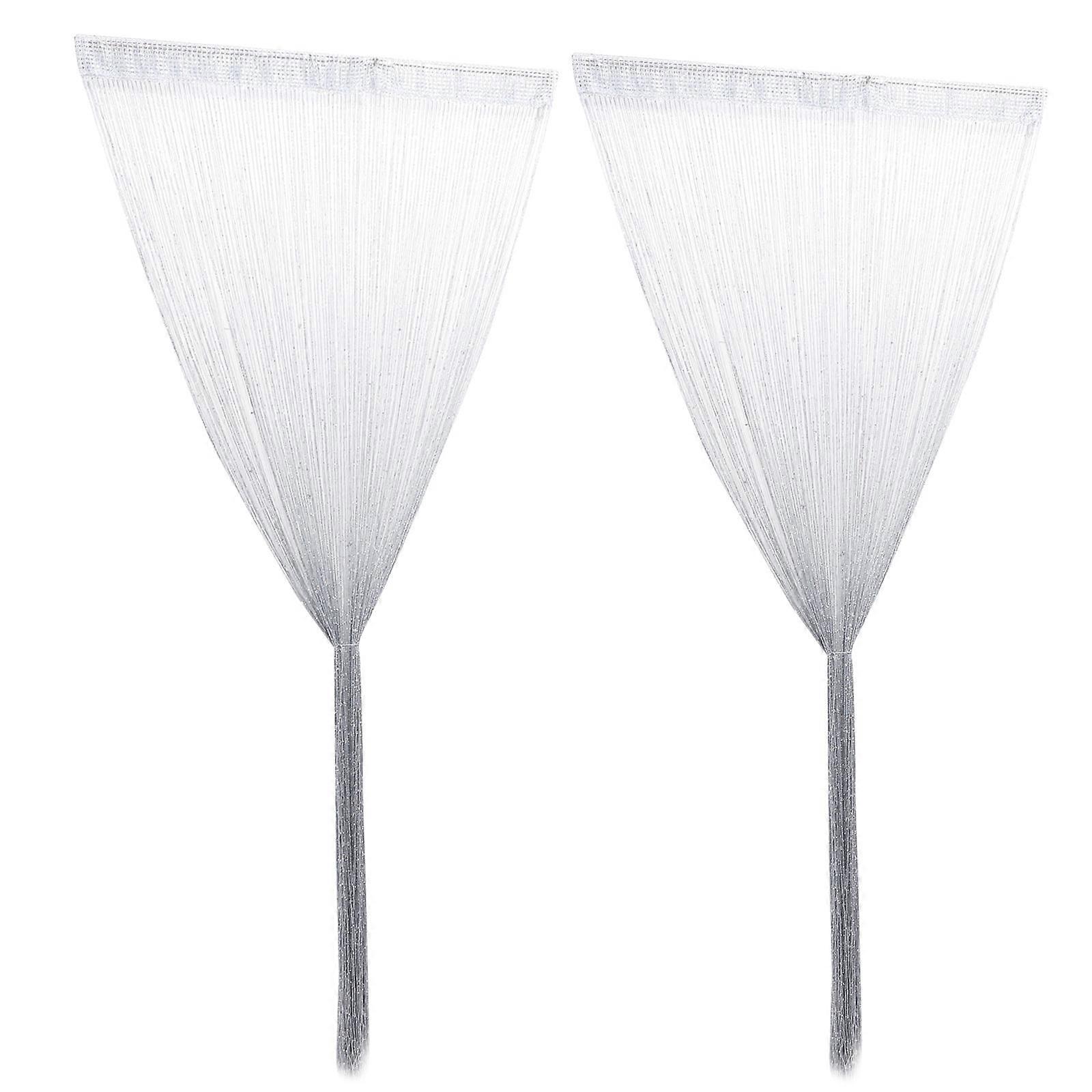 Silver Thread Door String Curtain for Decoration 2Pcs Tassel Screen Divider