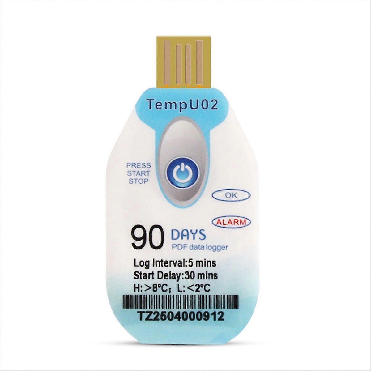 USB Temperature Data Logger Disposable 90 Days PDF Datalogger
