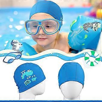 Cuffie da Nuoto per Bambini 2 Pezzi Cuffie da Piscina Cuffia da Nuoto Disegno del Cigno dell'Unicorno del Fumetto Bambini Rosa e Blu per Capelli Lunghi e Corti