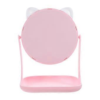 1pc Desktop Makeup Mirror Storage Tray Cosmetics Mirror Rotatable Makeup Mirror
