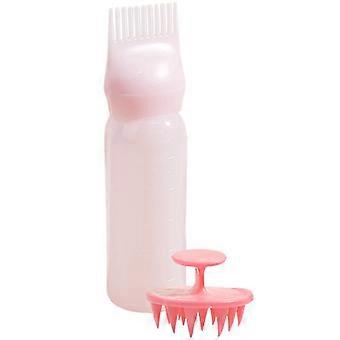 Frasco aplicador de tintura para cabelo com pente para raiz, com 2 conjuntos para coloração precisa.