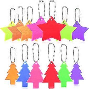 Safety Reflector Pendants Reflective Gear for Decor 13Pcs Star Tree Shape
