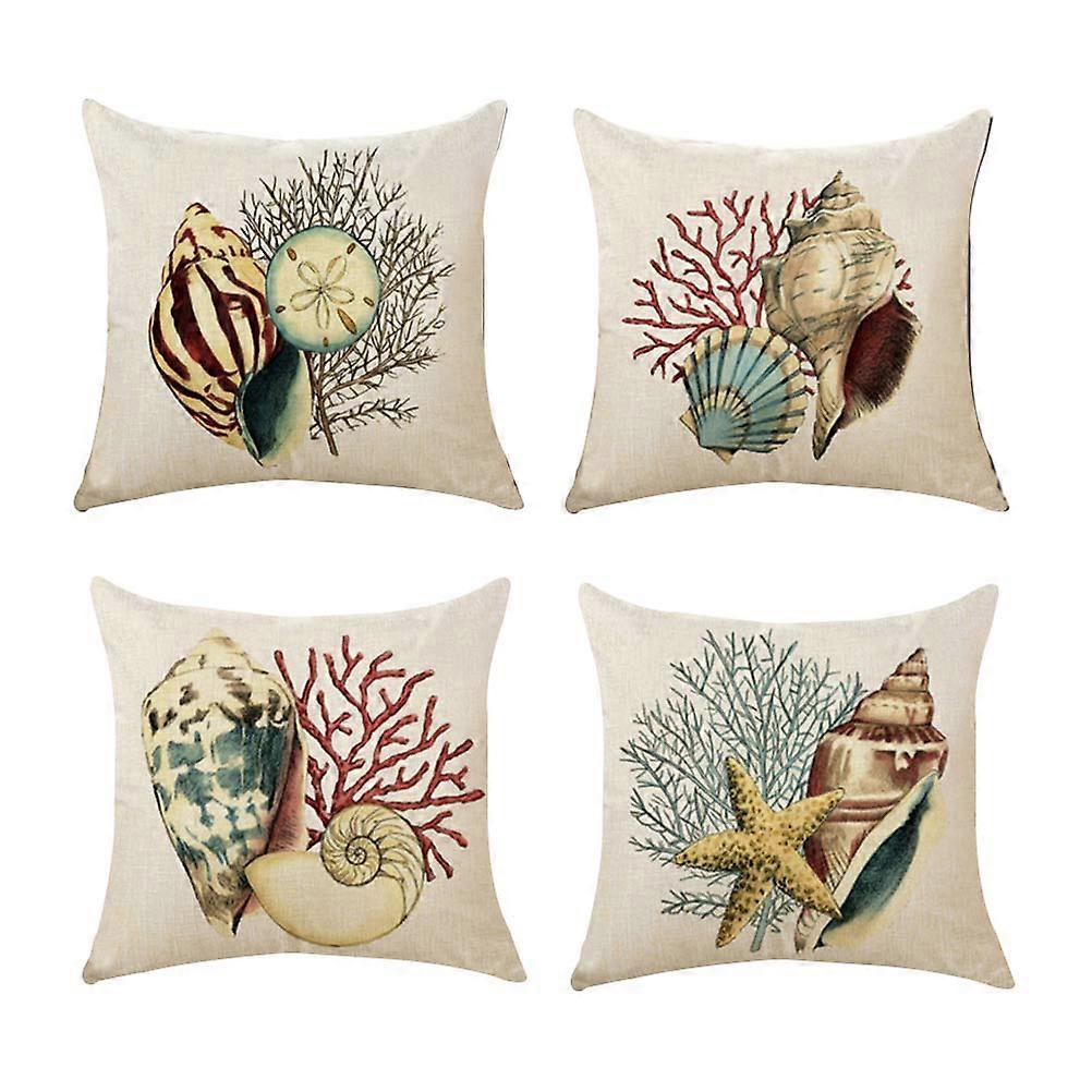 Throw Pillow Covers with Coastal Pattern for Chair Decor 8Pcs