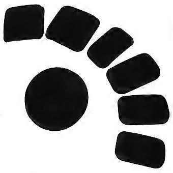 Kit com 7 almofadas de espuma para proteção durante o ciclismo, na cor preta.