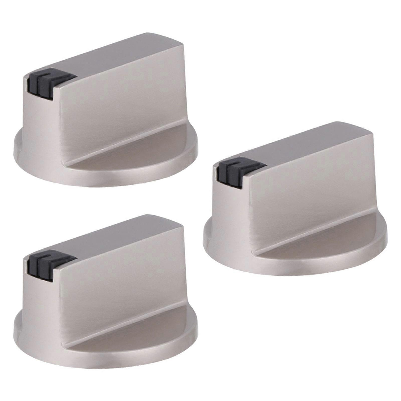 Metal Gas Stove Knobs Stove Control Knob for Replacement 3Pcs Silver Set