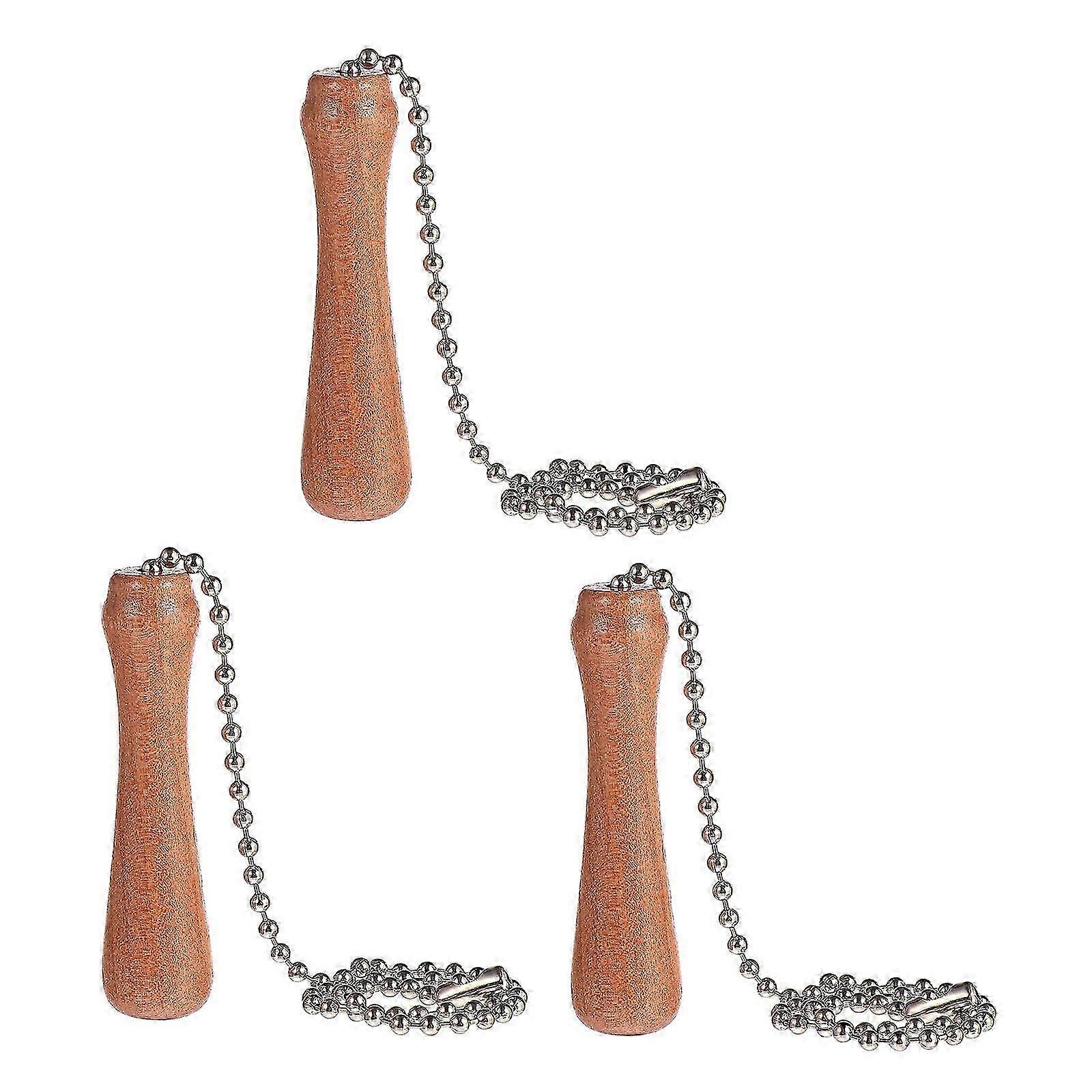 Wooden Stick Fan Pull Chains for Ceiling Fan Light Pulling 3Pcs Set