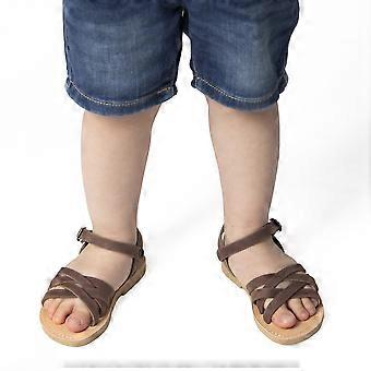 Child gladiator sandals Hebe by Attica in brown nubuck handmade in Greece