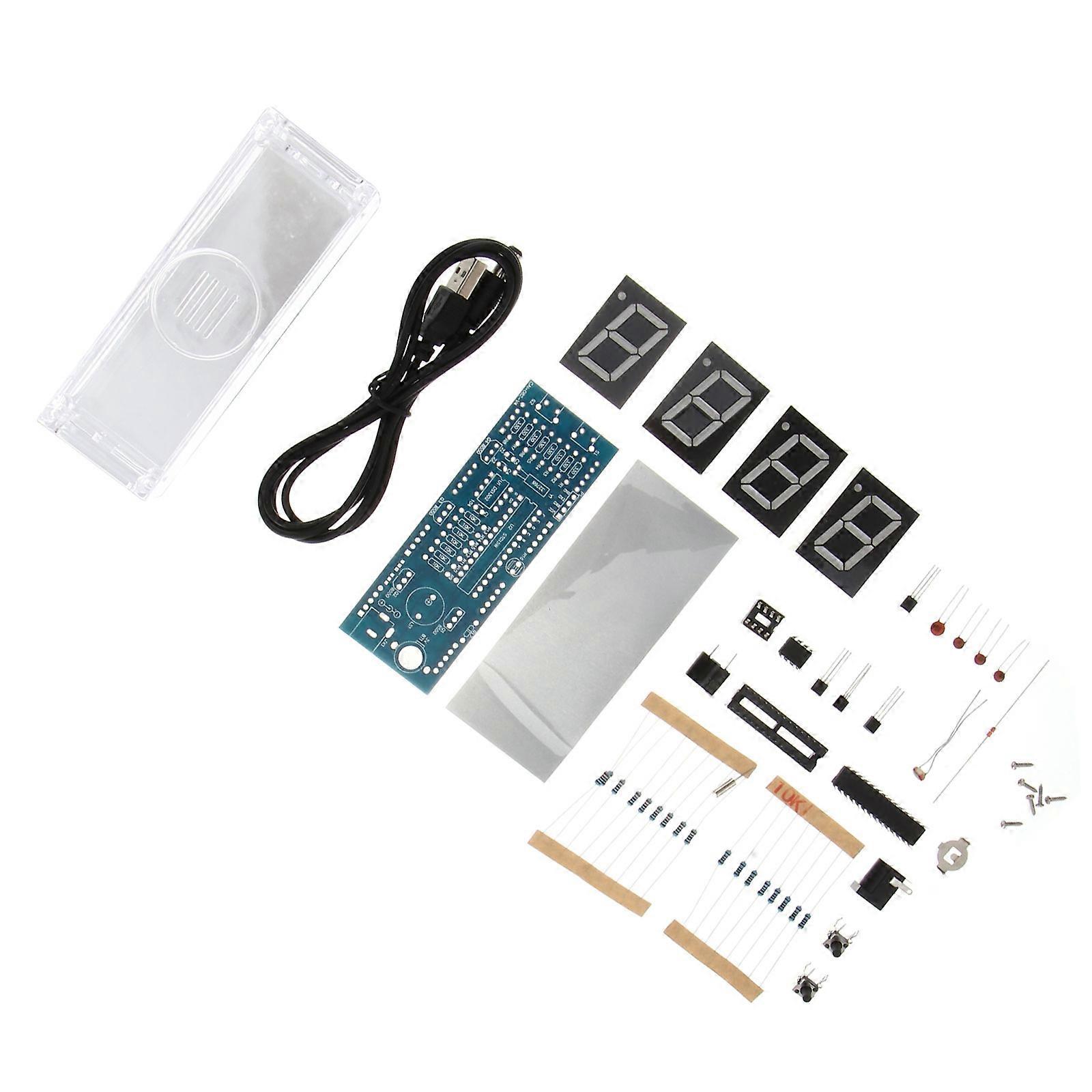 1Set SCM LED Digital Clock Unassembled Components Single Chip Microcomputer Clock Microchip Clock (Green)
