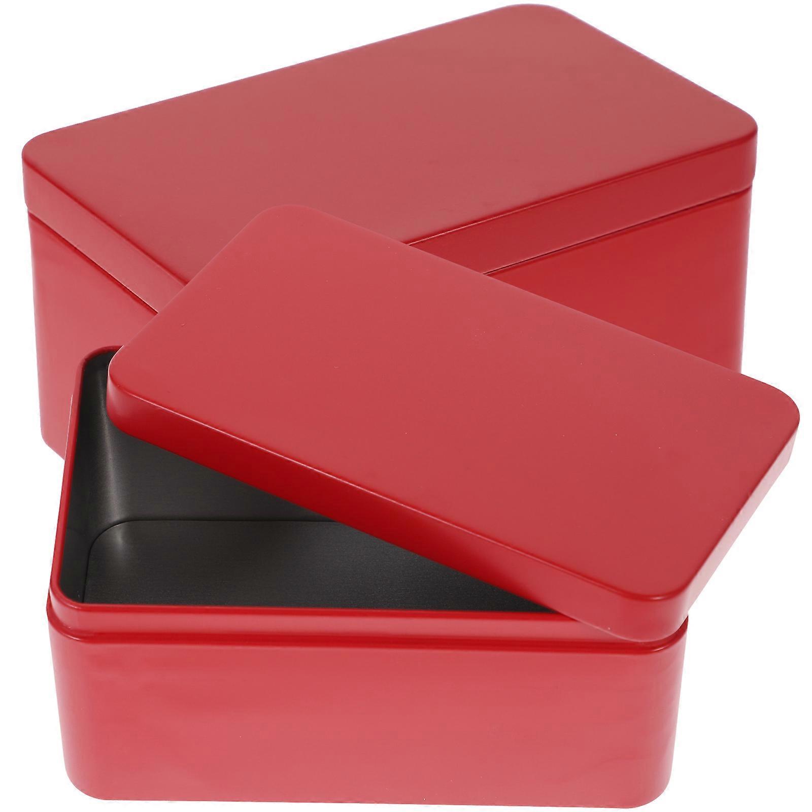 2Pcs Household Tea Box Bulk Tea Packaging Box Rectangular Tinplate Storage Box