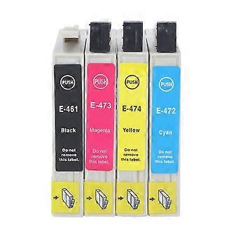 4PCS Ink Cartridge Colorfast Smooth Output Large Capacity BK C M Y Cartridge Combo Pack for Printer T0461 T0472 T0473 T0474