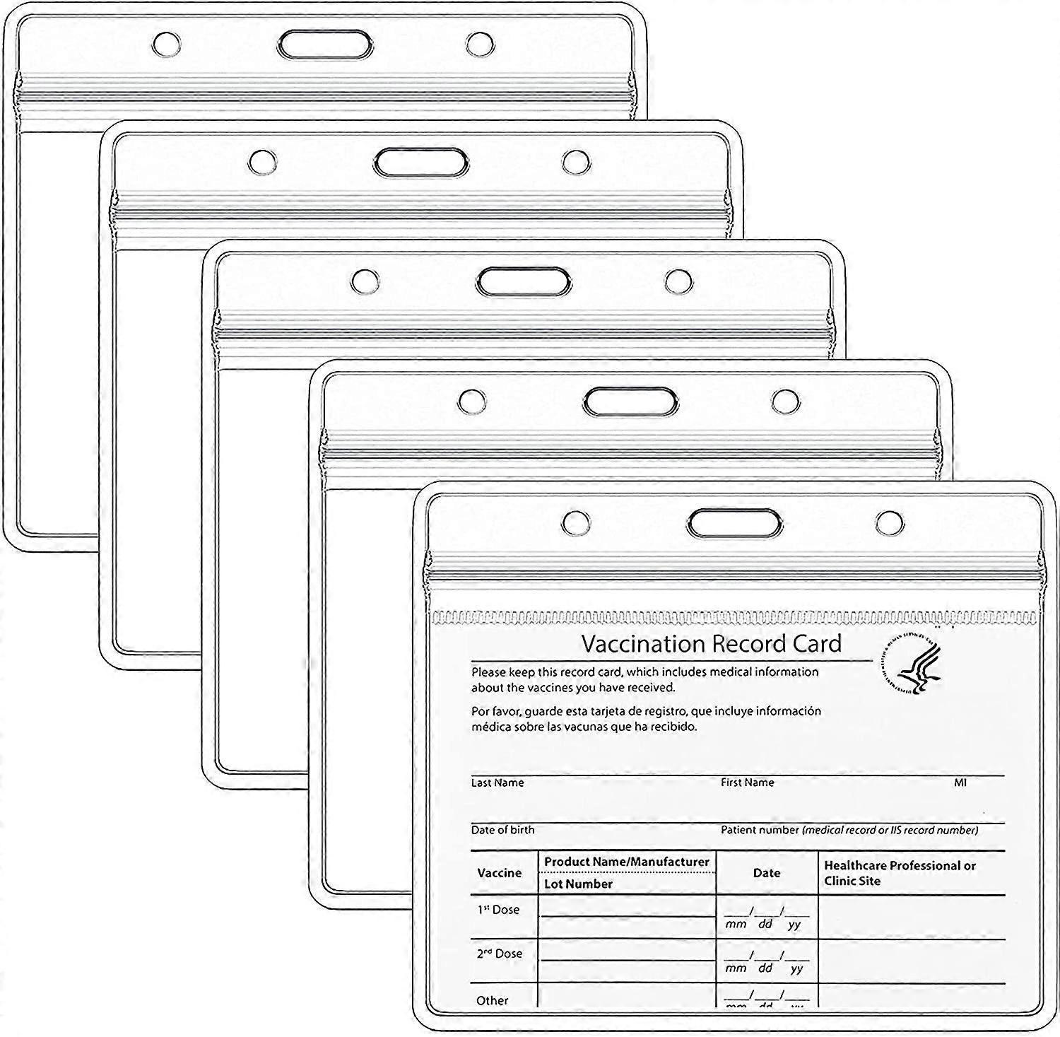 5 Pack Cdc Vaccination Card Protector