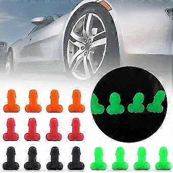 4pcs Universal Joke Valve Caps for Tire Luminous Tire Valve Stem Covers with Glow-in-the-Dark Design