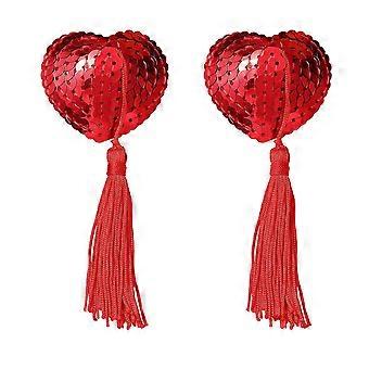 Reusable Breast Pasties for Women, Adhesive Heart-Shaped Bra with Sequins Tassel Sexy Nipple Cover Stickers