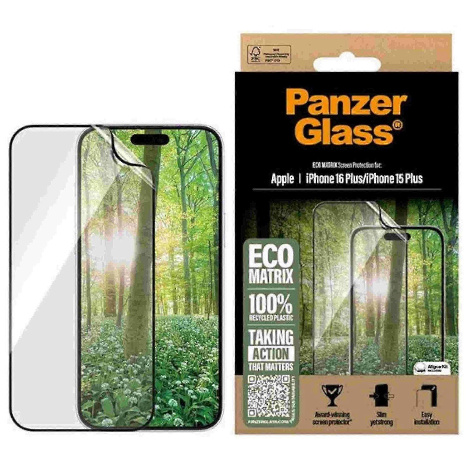 PanzerGlass for Apple iPhone 16 Plus MATRIX Screen Protector. Ultra-Wide Protective Glass