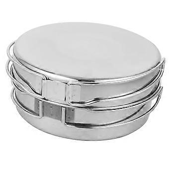 Camping Cookware Set Stainless Steel Pots and Pans Lightweight Foldable Handle for Outdoor Cooking