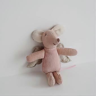 Cute Plush Mouse Doll With Angel Wings, Soft Fabric Thumb Puppet Toy, Adorable Animal Figurine for Zodiac Birthday Gift Christmas Halloween