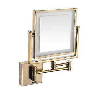 8 Inch Wall Mounted Makeup Mirror with LED Lights, Hardwired 3x Magnification, Antique Finish