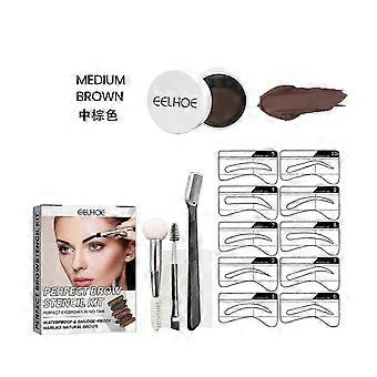 Perfect Brow Stencil Kit, Waterproof Smooth Easy Color No Smudge No Makeup Natural Three-Dimensional Eyebrow Cream