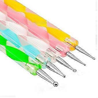 5pcs Nail Art Dotting Tools Set with Multi‑Size Metal Tips for Precise Painting and Crafts