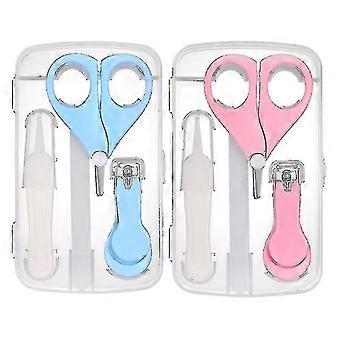 2 Sets Baby Nail Care Kit, Safe Infant Fingernail Clippers with Non-Slip Handle, Toddler Grooming Scissors and File, Storage Case Included
