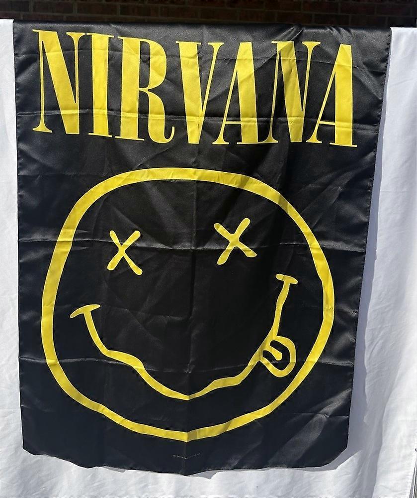 Drapeau Nirvana Smiley Face Noir Jaune CYQN-192