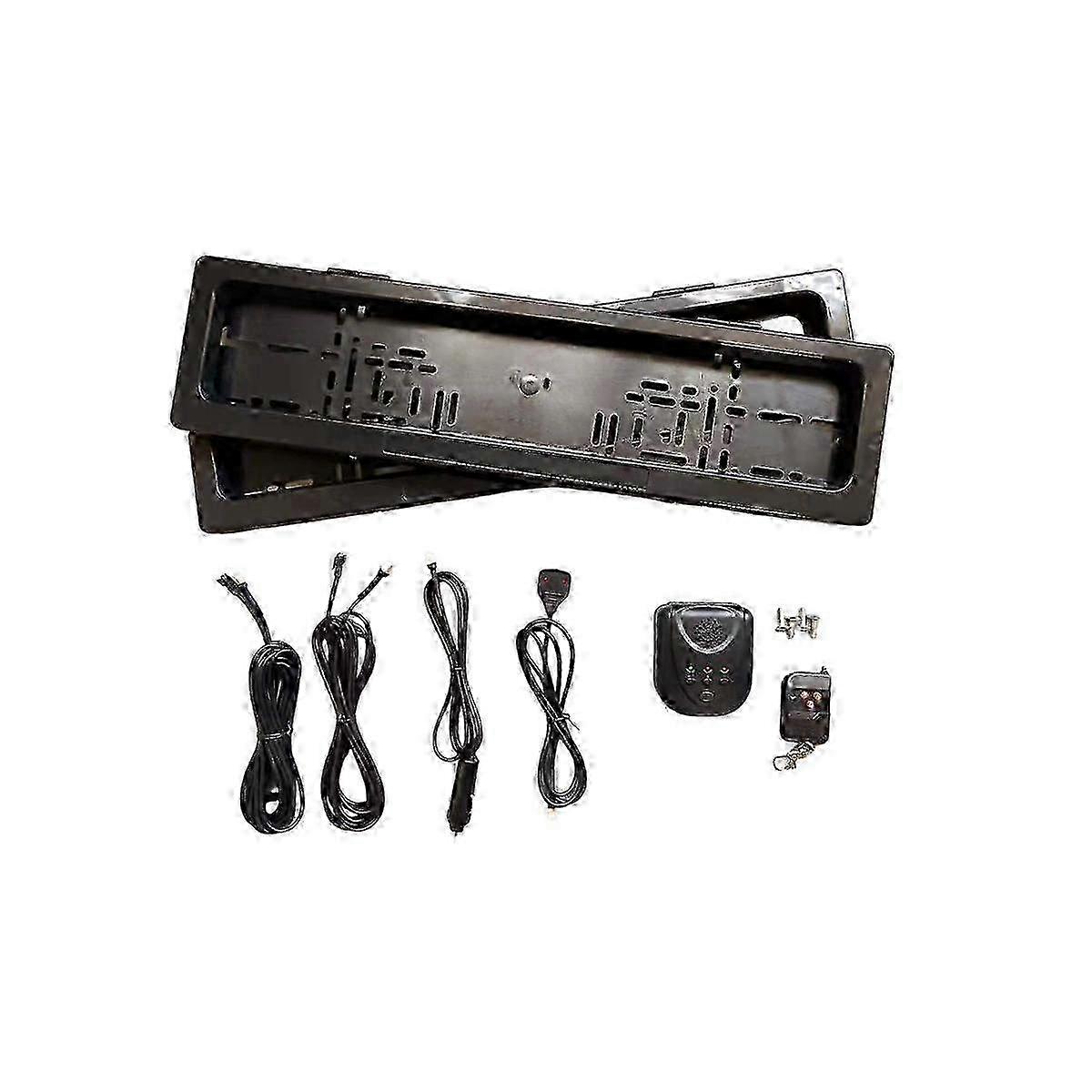 Cache-plaque d'immatriculation avec télécommande, compatible avec les plaques d'immatriculation européennes.