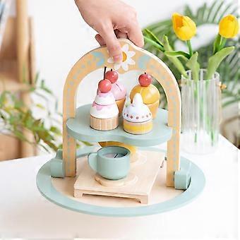 Wooden Dessert Cake Toy Life Skills Role Play Montessori for Toddlers Kids