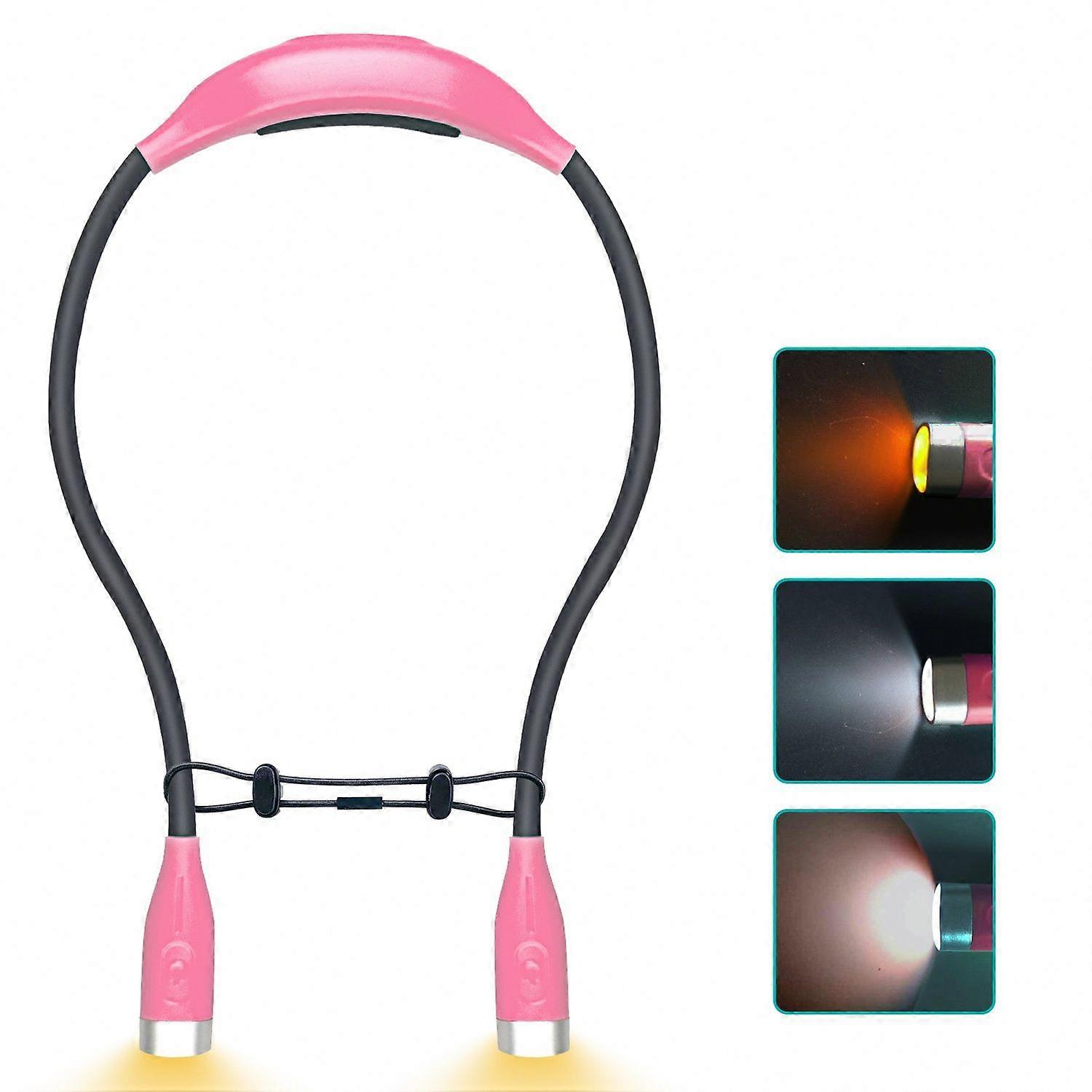 LED Neck Reading Light, Flexible & Rechargeable, Pink