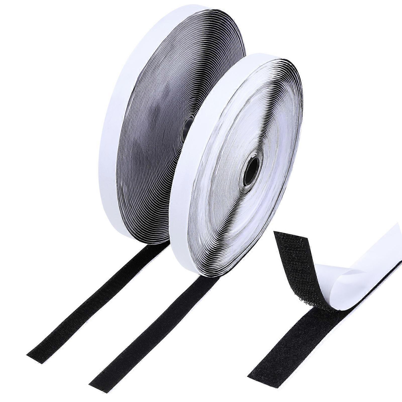Back Adhesive Hook Loop Tape Durable with 2 Rolls