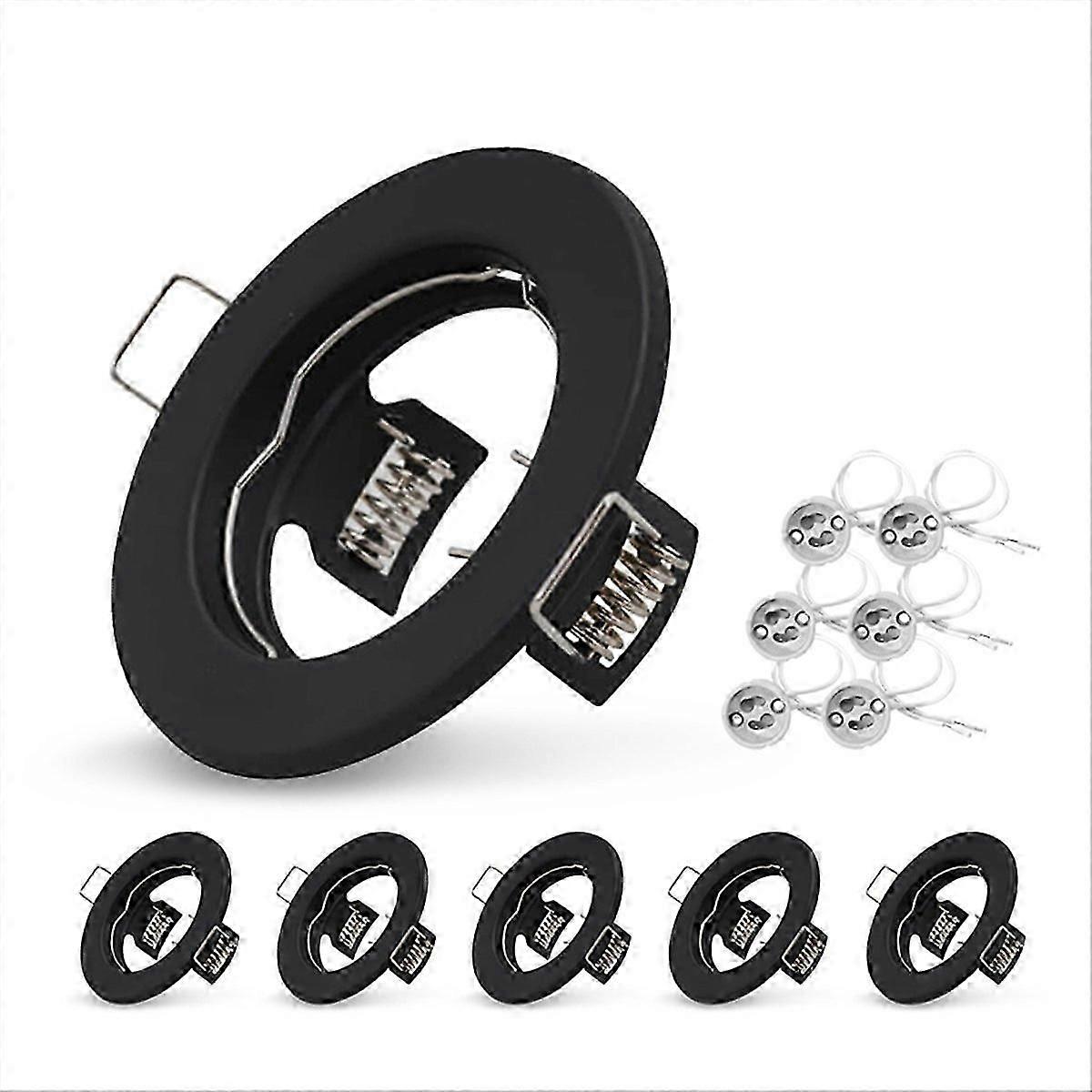 6pcs Down Light Frame Recessed LED Ceiling Fixtures Black