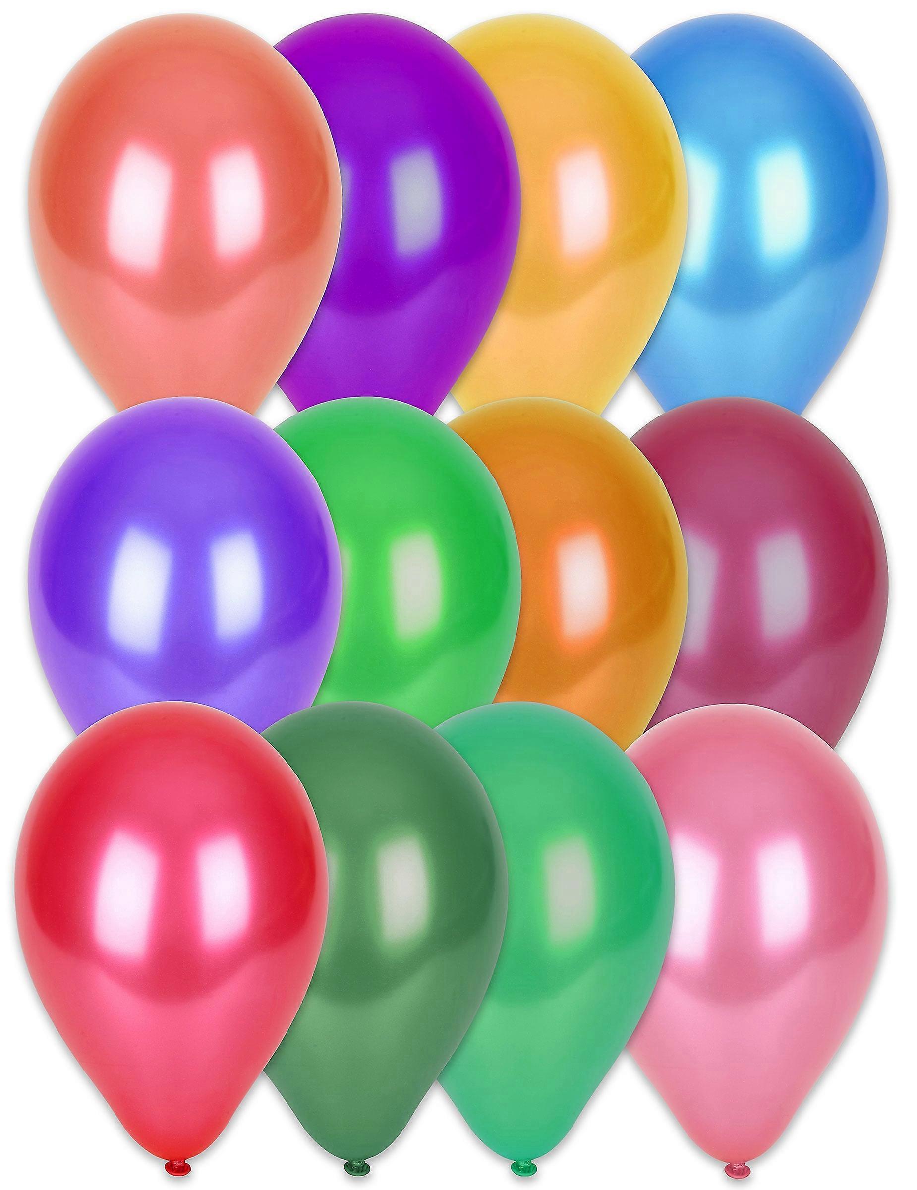 100 Metallic Multicolor Balloons 29 cm
