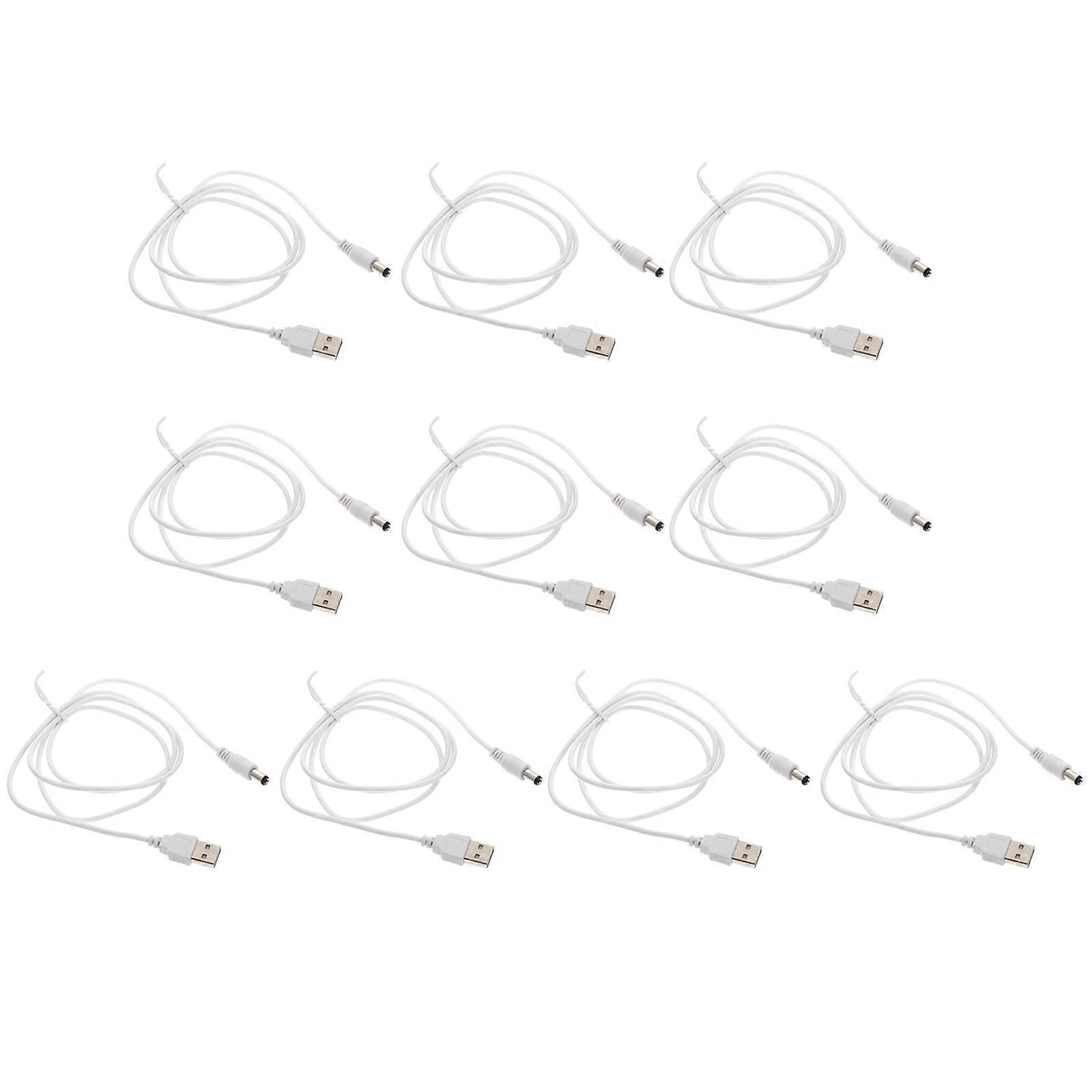 USB to Dc Charging Cable 10Pcs White Replacement Cord for Computer Use