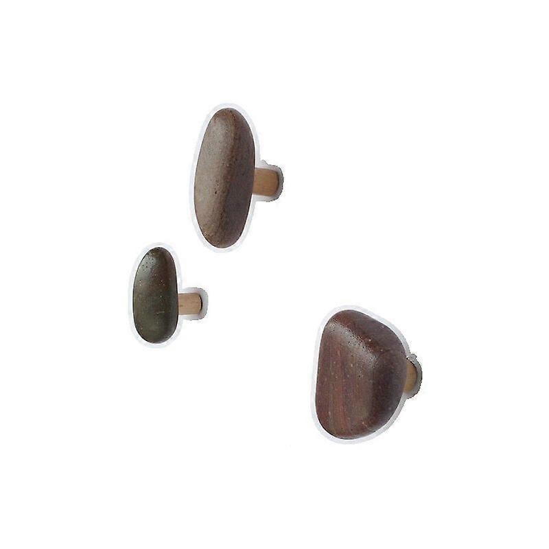 Walnut Wood Wall Hooks Set Entryway