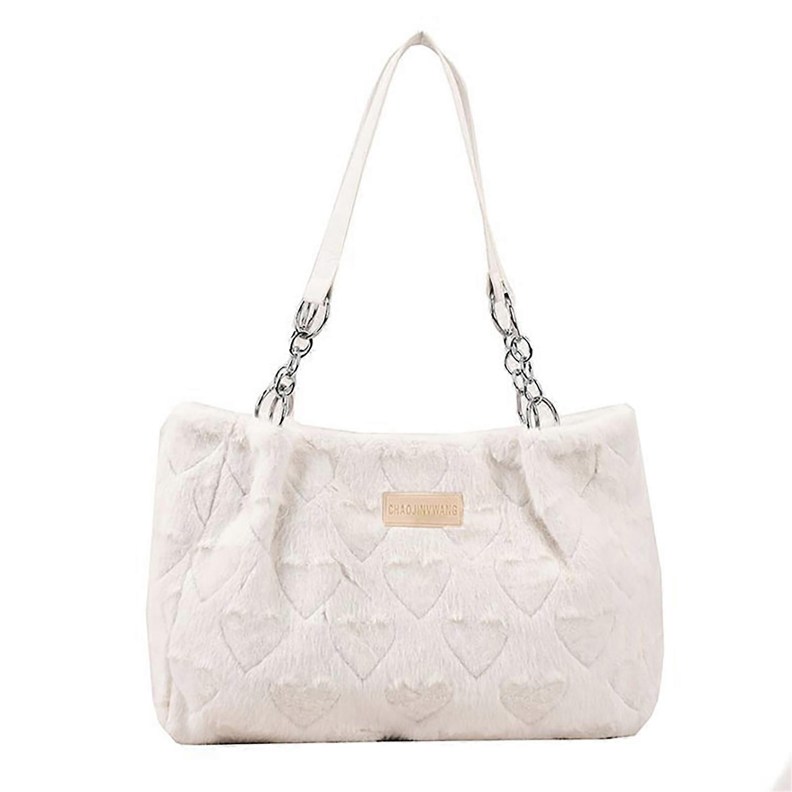 Heart Pattern Fluffy Bag Spacious Everyday Capacity for Everyday Life