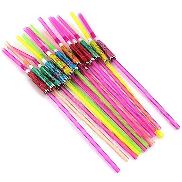 Fluorescent Umbrella Straws for Drinking 100Pcs Assorted Color Set