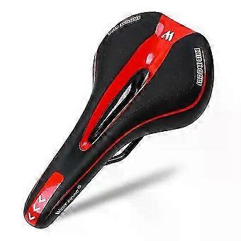 Sella per bicicletta MTB/da strada, sella in silicone antiscivolo in pelle, comoda imbottitura anteriore.