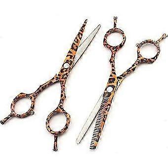 5.5 Inch Hairdressing Scissors Set, 6Cr Stainless Steel Thinning Shears, Ergonomic Non Slip Handle, Salon and Home Use, Straight Blade