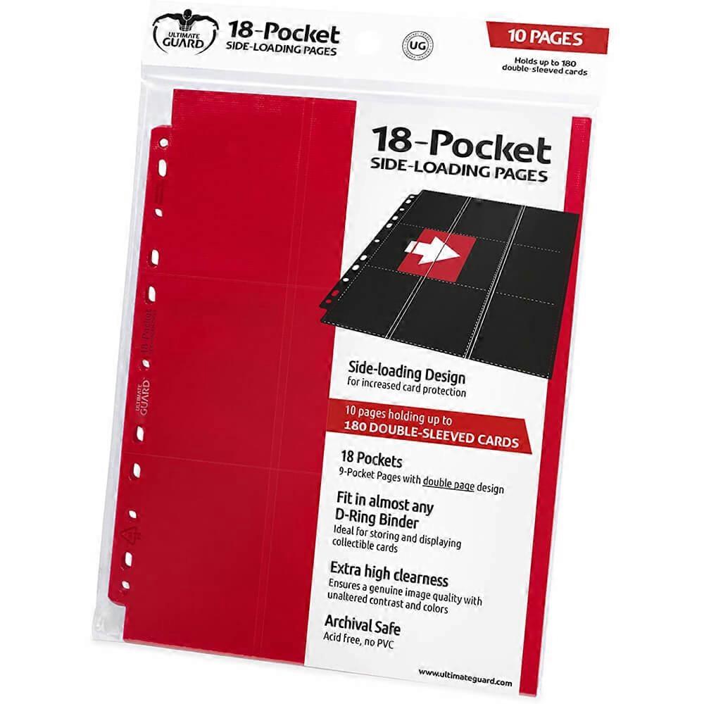 RED Ultimate Guard 18 Pocket Pages Side Loading Double Sided Pocket Pages