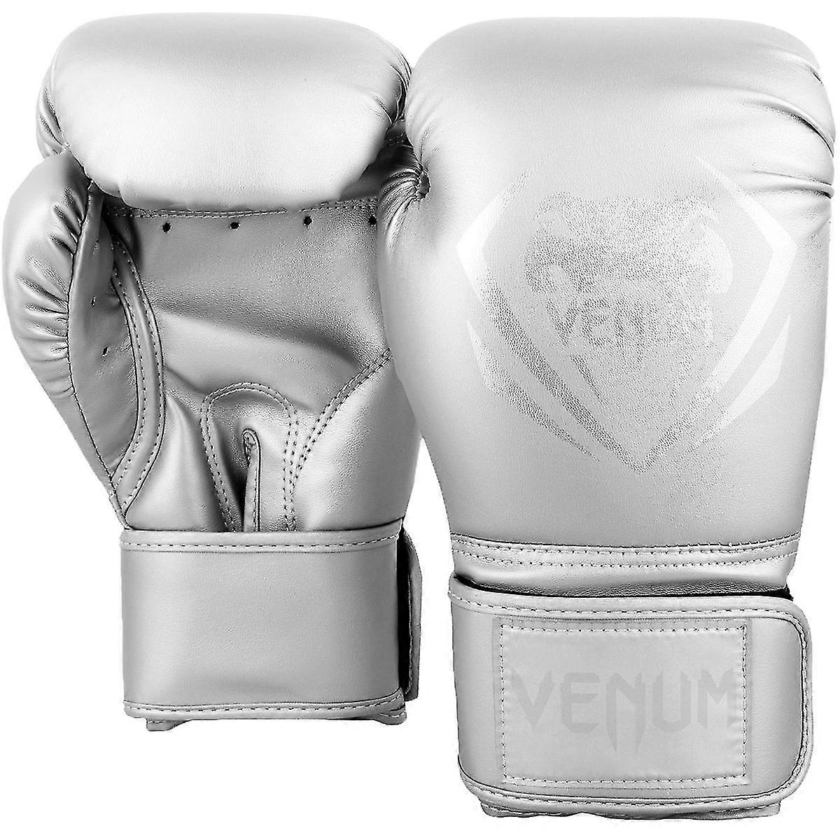 Venum 候補フックとループ トレーニング ボクシング グローブ - シルバー/シルバー